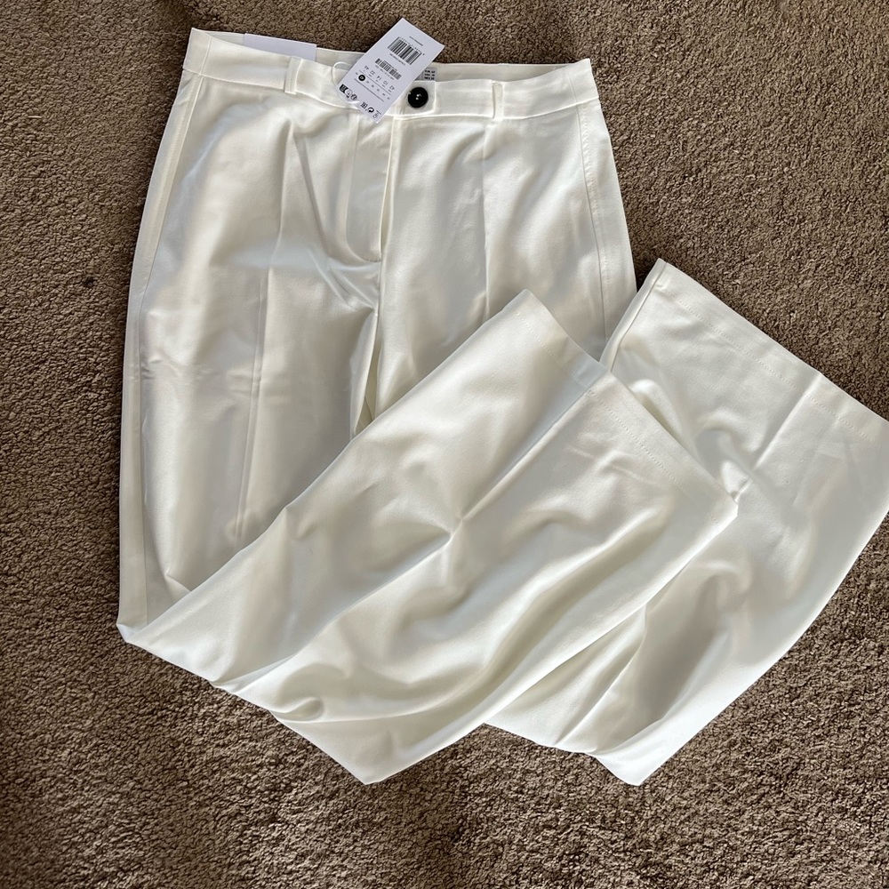 ASOS Petite Wide Leg Pants in Ivory